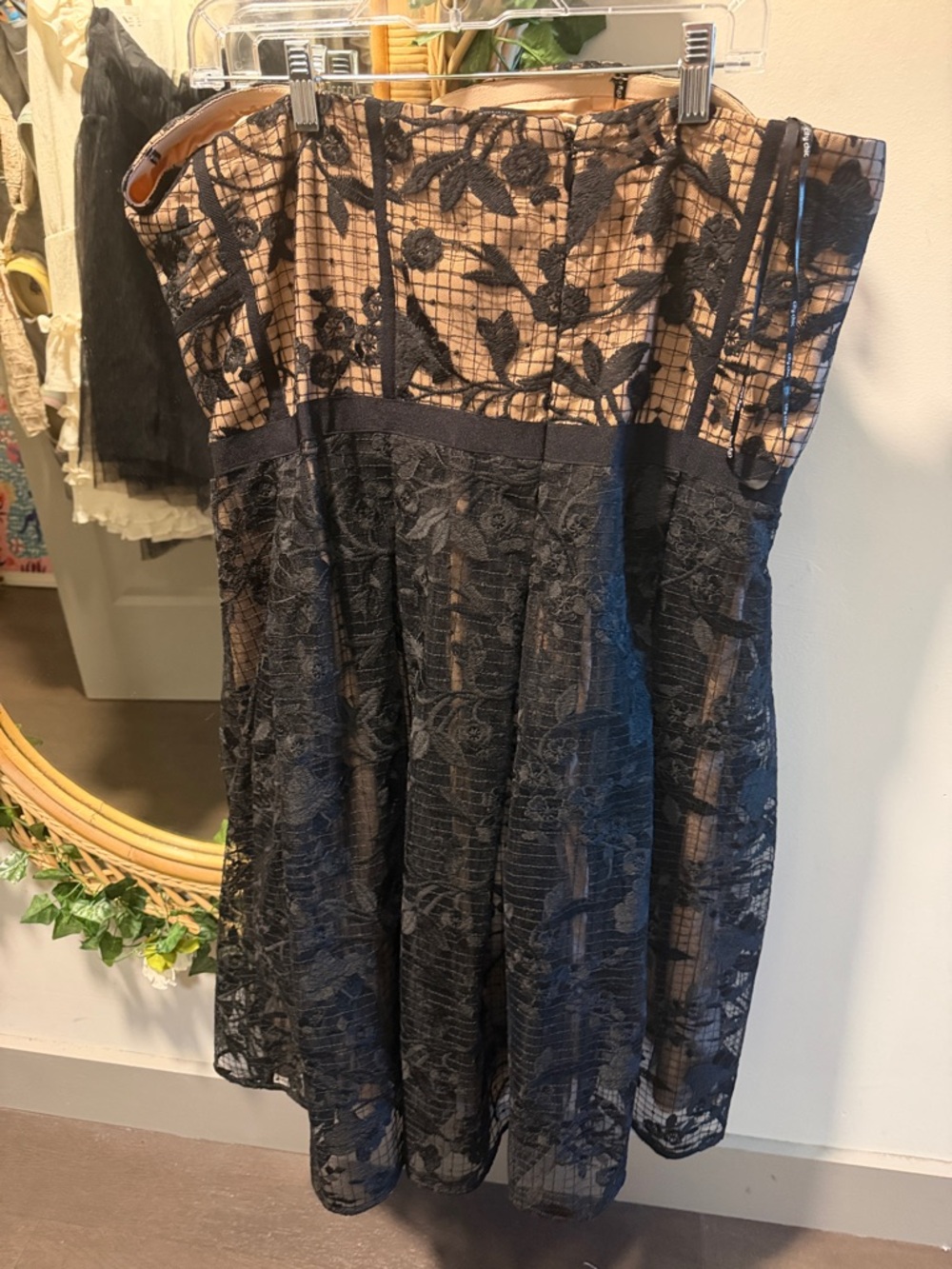 City Chic Black Lace Strapless Dress with Nude Lining - Picture 7 of 7